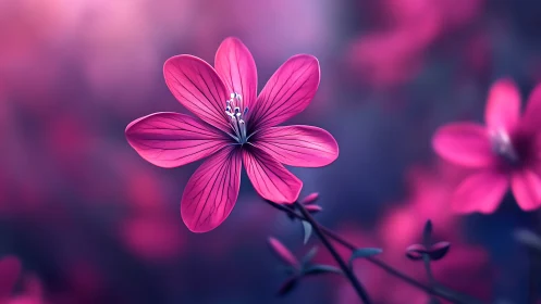 Magenta Flower with Radial Petal Structure and Soft Focus Bokeh Background