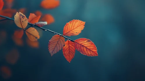 Soft autumn branch holding onto the season&rsquo;s last colors.