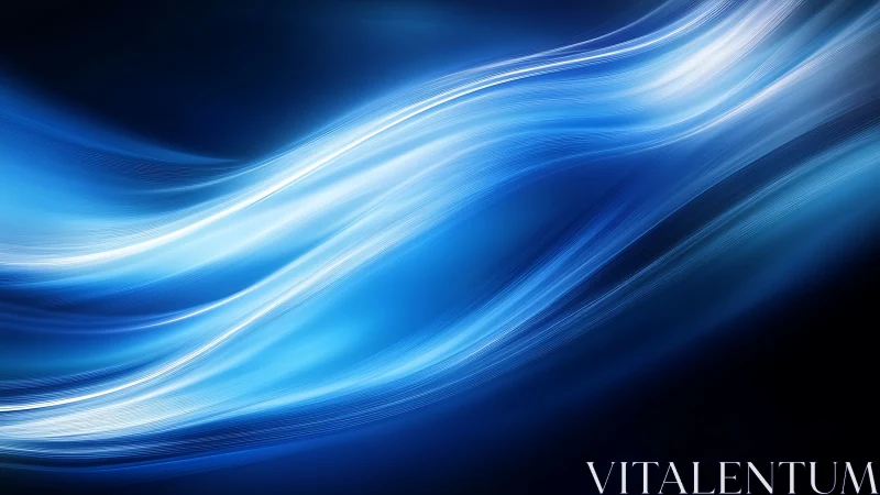 Electric blue ribbons race like rivers across digital night