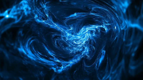 Turbulent blue plasma vortex with swirling luminescent filaments