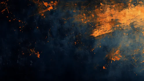 Midnight canvas erupts with dynamic orange paint bursts.