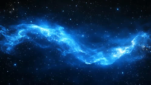 Nebula river drifting across a star dense cosmic void.