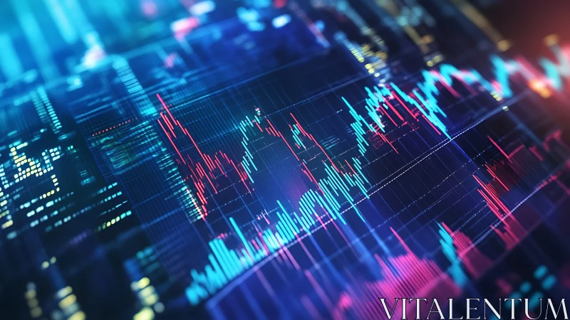 Digital financial market chart with multicolored data lines.