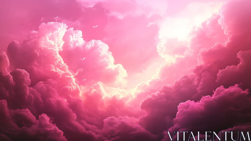 Radiant pink storm clouds open toward a glowing heaven.