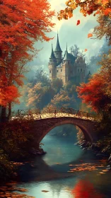 Autumn bridge to mistbound castle dreams and quiet legends.