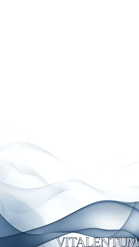 Mystic blue wave ribbons drifting across white silence.