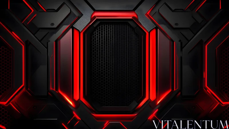 Futuristic black and red sci-fi panel background with glowing accents.