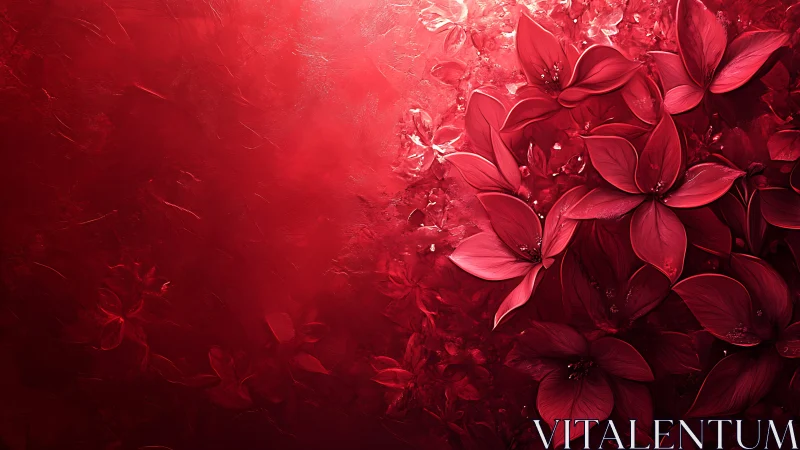 Cinnabar Petals: Dimensional Floral Composition in Monochromatic Red.