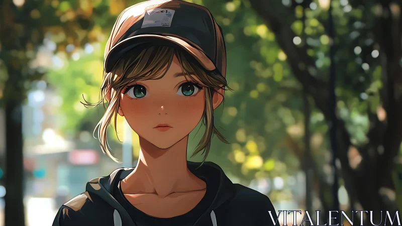 Sunlit streetwalker studies the city with quiet wonder