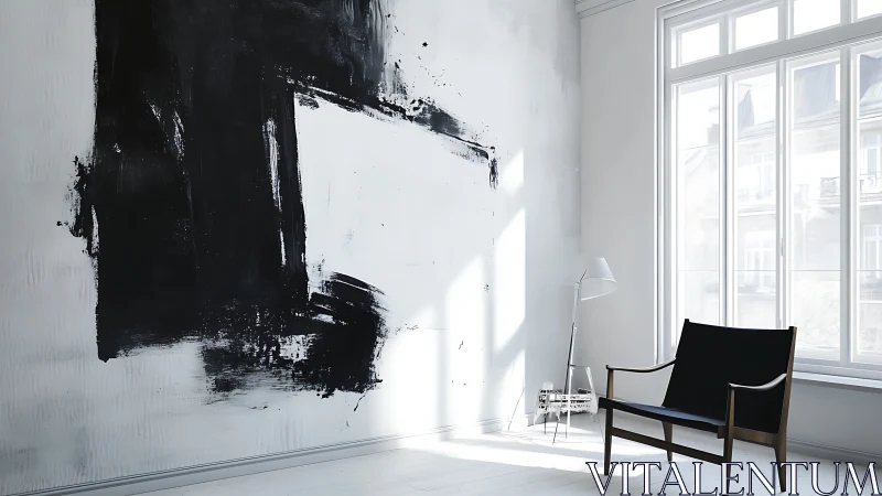 Monochrome brushstorm quietly crowns a sunlit modern corner