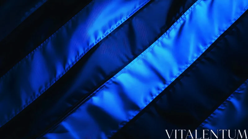 Diagonal blue fabric bands with contrasting dark gaps on black.