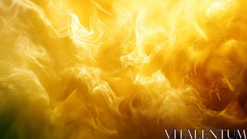 Golden swirling nebula forms dense luminous abstract cloud