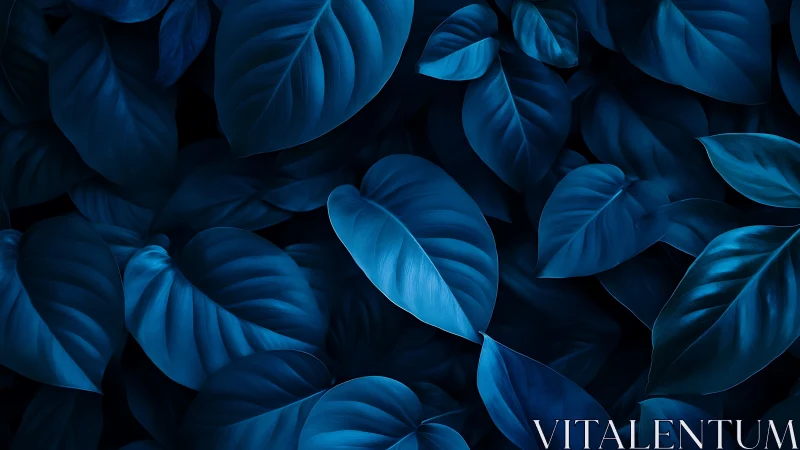 Monochromatic blue foliage pattern in dense leaf arrangement.