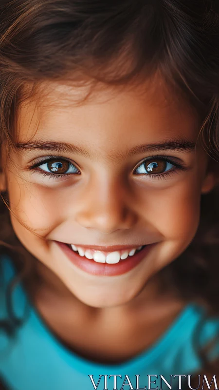 Youthful Portrait with Striking Blue Eyes and Radiant Expression