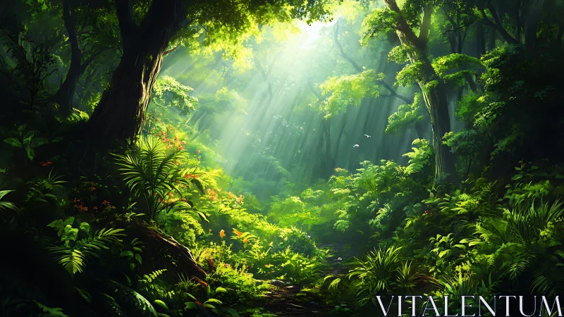 Enchanted Forest Interior with Volumetric Light.