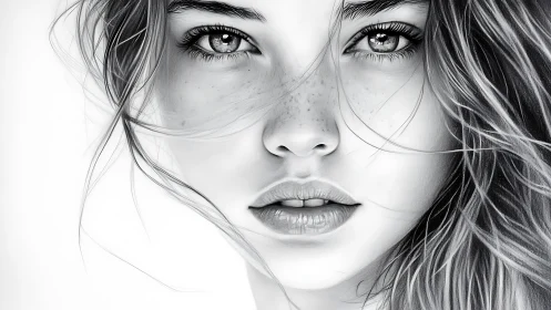 Softly lit digital portrait captures intense, luminous gaze
