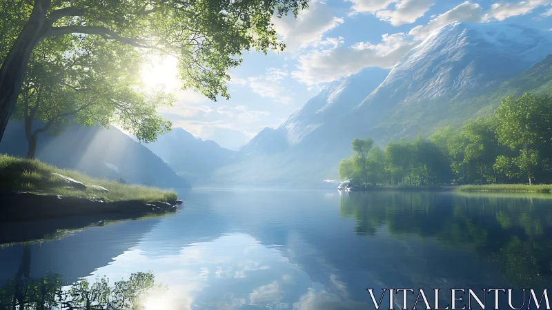 Morning light drifts gently across this glassy mountain lake