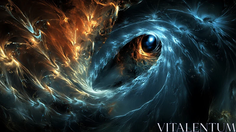Cosmic dragon eye swirls through blazing nebula currents.
