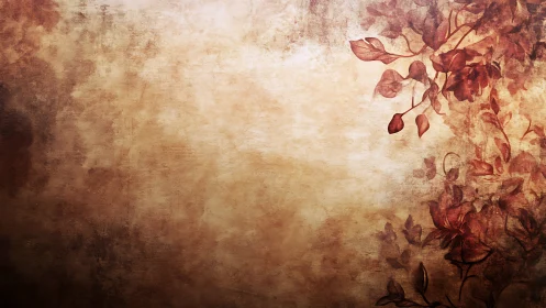 Textured beige background with right-side floral motif.