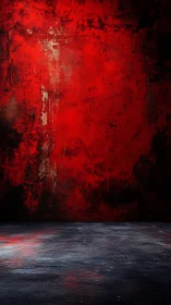 Red textured wall with dark concrete floor backdrop.