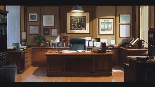 Sunlit executive office humming with quiet ambition.