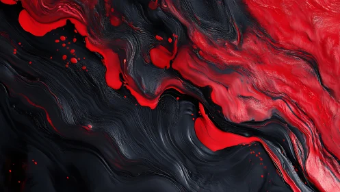 Molten crimson rivers carve across midnight oil fields.