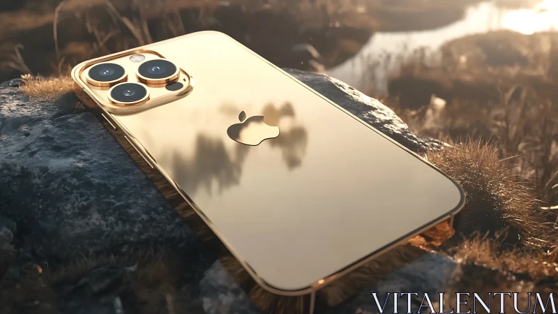Premium smartphone with triple-lens camera system in golden finish.
