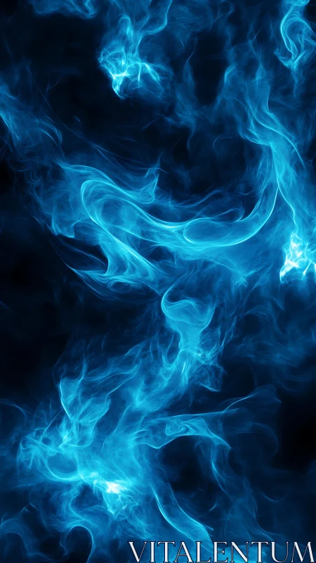 Blue gaseous wisps form semi-transparent swirling structures