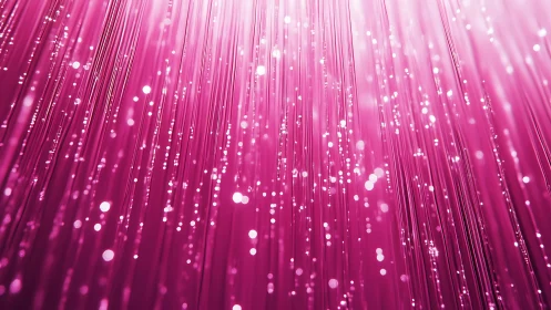 Glowing Pink Fiber Optic Strands with Sparkling Light Effects.