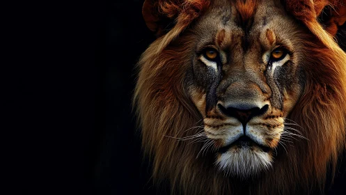 High-contrast leonine portrait with dramatic shadow mapping.