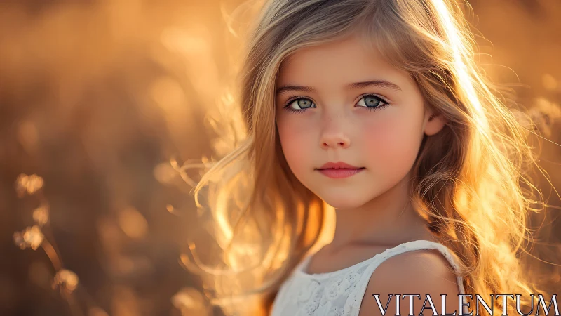 Golden Hour Portrait of a Young Girl in Warm Sunlight