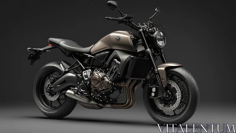Bronze neo-retro motorcycle render with studio rim lighting.
