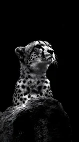 Cheetah Sentinel: High-Contrast Predator Portrait.