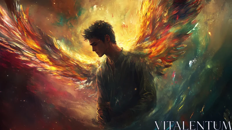Embers grow wings as a brooding boy carries painted fire