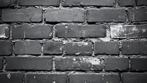 Weathered black brick wall texture with chipped mortar details.