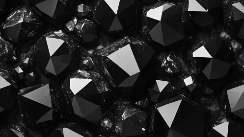 Midnight obsidian gemstones glimmering in faceted shadow.