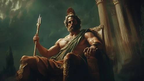 Storm‑throned sea king glowering over a brooding empire.