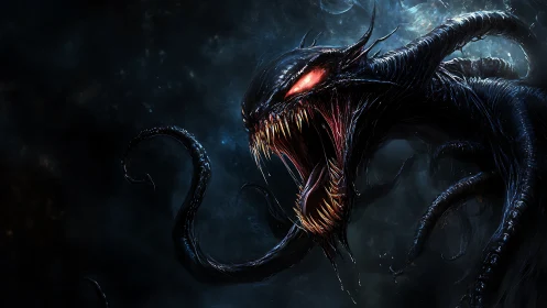 Cosmic nightmare creature unleashes a chilling otherworldly roar