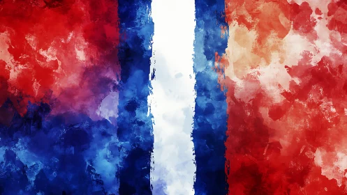 Vertical tricolor abstraction in red, white, and blue bands.