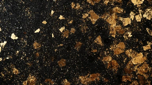 Gold fleck texture on deep black abstract luxury background.