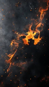 Cosmic fire formation against dark space.