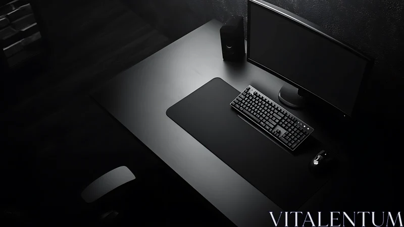 Monochrome workstation topology with minimal peripheral geometry.