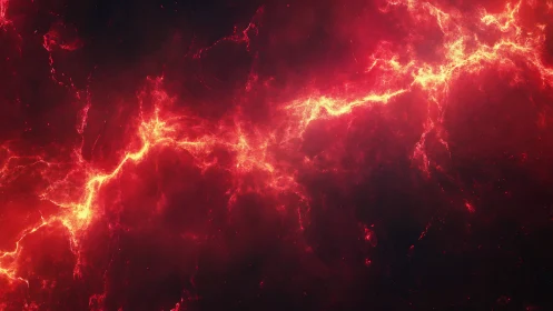 Molten Lava Fractures Glow Against Darkness.