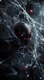 Stealth spider hero emerges through tangled neon web