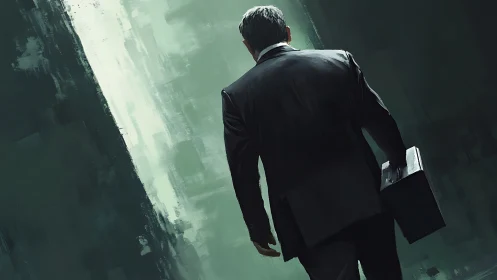 Professional in Corporate Ascension: Vertical Perspective Composition.