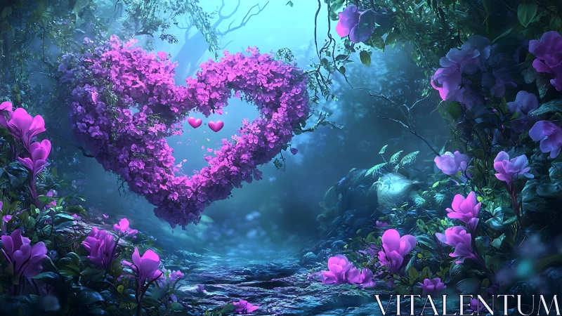 Enchanted Garden Heart: Mystical Floral Realm.