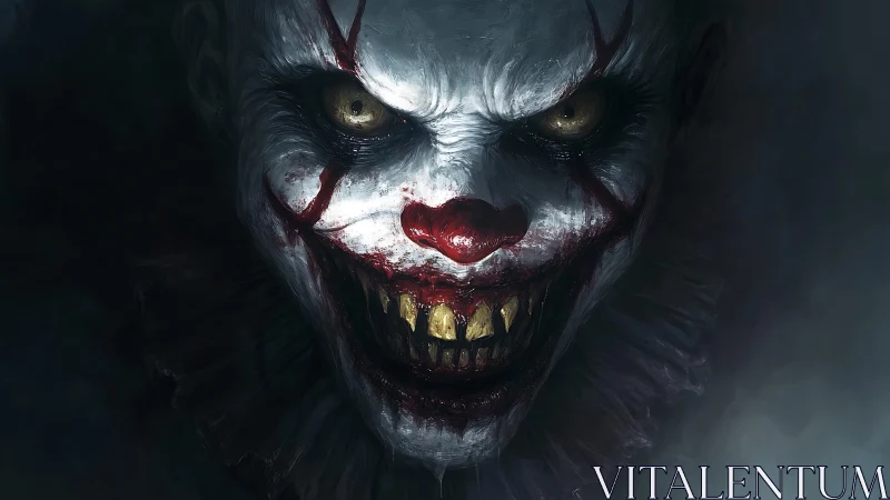 Razor grin jester emerging from the velvet blackout night.