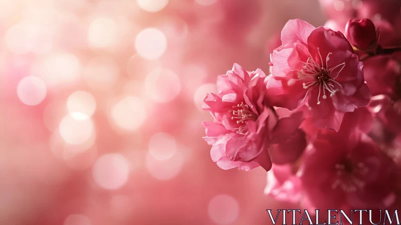 Pink Blossoms in Soft Focus: Botanical Study with Bokeh.