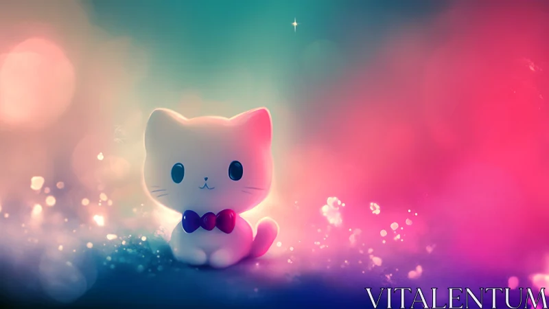 Luminous Cat Character in Gradient Bokeh Environment