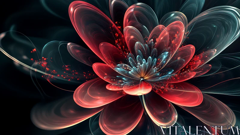 Fractal energy flower blooms with luminous glass petals.